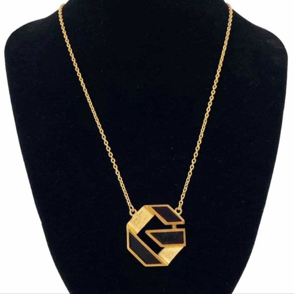 Givenchy Gold & Black Gold-plated Geometric Necklace - Picture 1 of 5